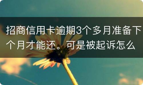 招商信用卡逾期3个多月准备下个月才能还。可是被起诉怎么办