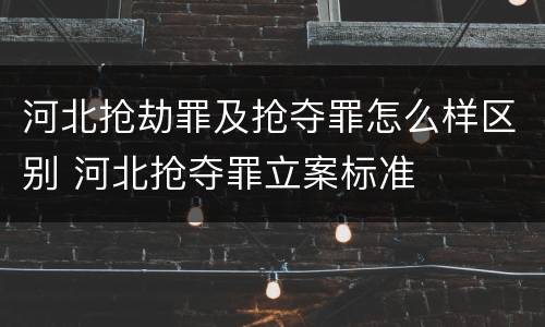 河北抢劫罪及抢夺罪怎么样区别 河北抢夺罪立案标准