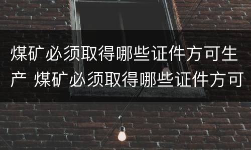煤矿必须取得哪些证件方可生产 煤矿必须取得哪些证件方可生产资质