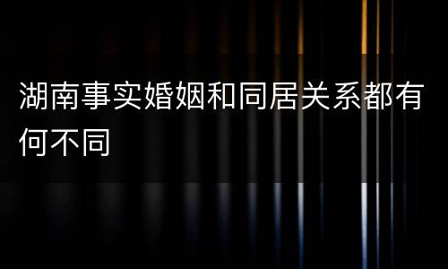 湖南事实婚姻和同居关系都有何不同