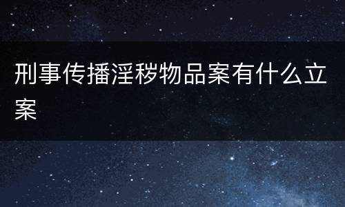 刑事传播淫秽物品案有什么立案