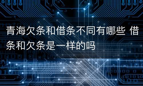 青海欠条和借条不同有哪些 借条和欠条是一样的吗