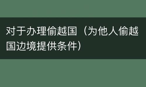 对于办理偷越国（为他人偷越国边境提供条件）