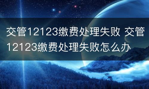 交管12123缴费处理失败 交管12123缴费处理失败怎么办