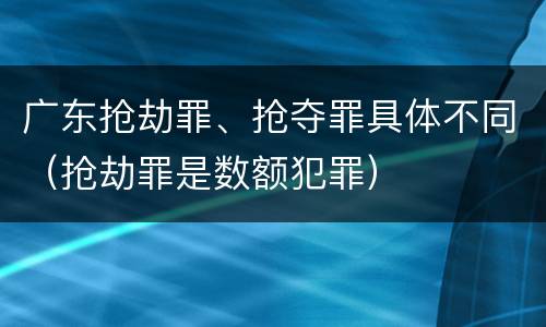 广东抢劫罪、抢夺罪具体不同（抢劫罪是数额犯罪）