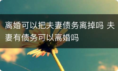 离婚可以把夫妻债务离掉吗 夫妻有债务可以离婚吗