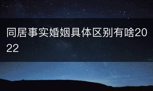 同居事实婚姻具体区别有啥2022