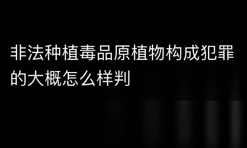 非法种植毒品原植物构成犯罪的大概怎么样判