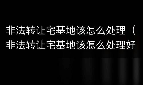 非法转让宅基地该怎么处理（非法转让宅基地该怎么处理好）