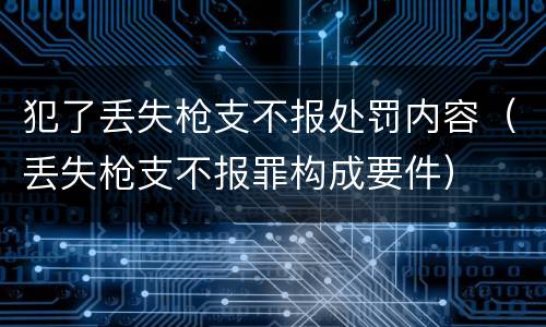 犯了丢失枪支不报处罚内容（丢失枪支不报罪构成要件）