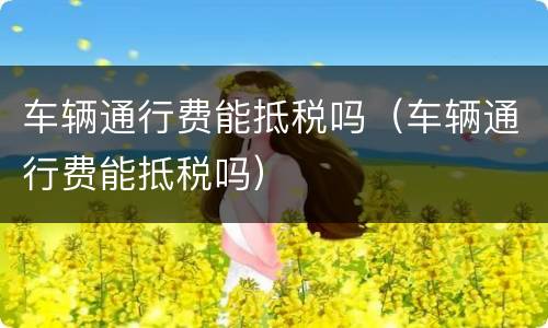 车辆通行费能抵税吗（车辆通行费能抵税吗）
