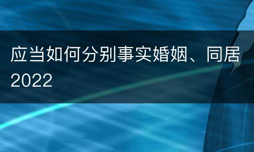 应当如何分别事实婚姻、同居2022
