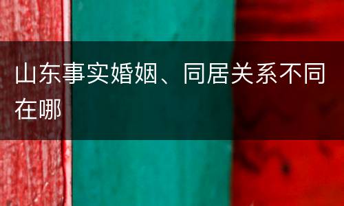 山东事实婚姻、同居关系不同在哪