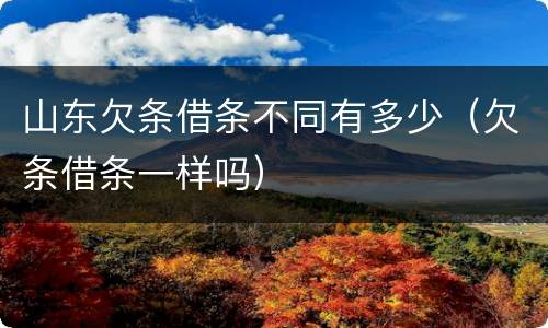 山东欠条借条不同有多少（欠条借条一样吗）
