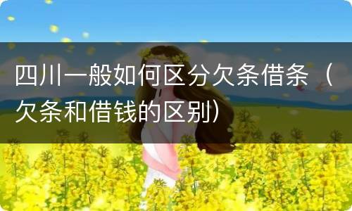 四川一般如何区分欠条借条（欠条和借钱的区别）