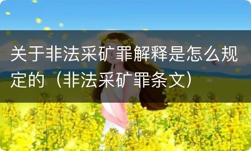 关于非法采矿罪解释是怎么规定的（非法采矿罪条文）
