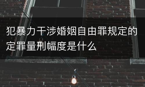 犯暴力干涉婚姻自由罪规定的定罪量刑幅度是什么