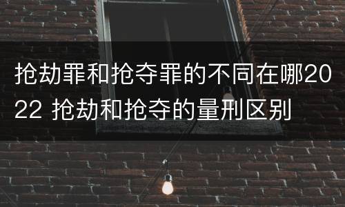 抢劫罪和抢夺罪的不同在哪2022 抢劫和抢夺的量刑区别