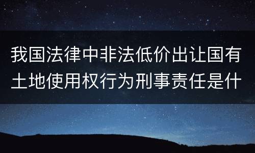 我国法律中非法低价出让国有土地使用权行为刑事责任是什么