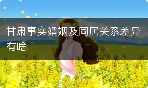 甘肃事实婚姻及同居关系差异有啥