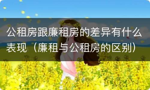 公租房跟廉租房的差异有什么表现（廉租与公租房的区别）