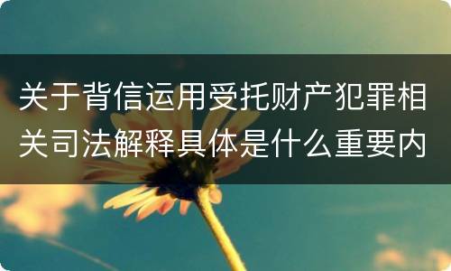 关于背信运用受托财产犯罪相关司法解释具体是什么重要内容