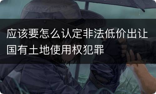 应该要怎么认定非法低价出让国有土地使用权犯罪