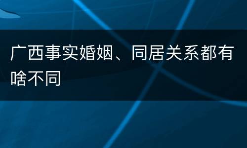 广西事实婚姻、同居关系都有啥不同