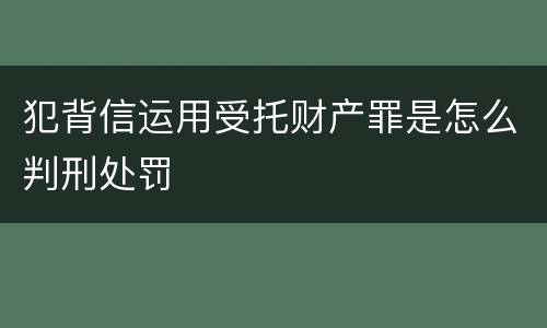 犯背信运用受托财产罪是怎么判刑处罚