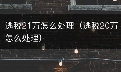 逃税21万怎么处理（逃税20万怎么处理）