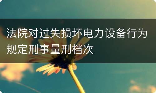 法院对过失损坏电力设备行为规定刑事量刑档次