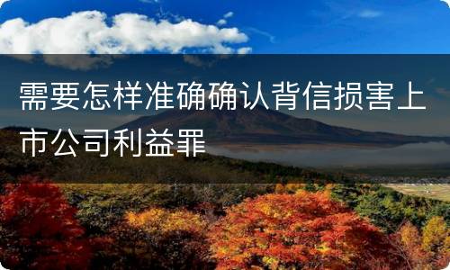 需要怎样准确确认背信损害上市公司利益罪