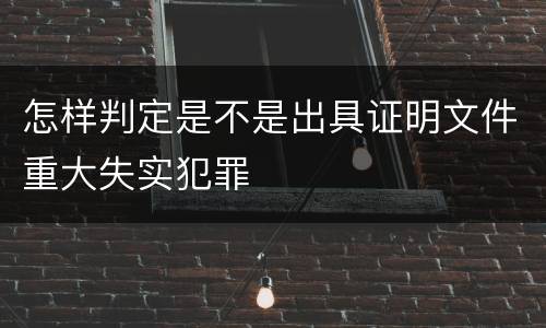 怎样判定是不是出具证明文件重大失实犯罪