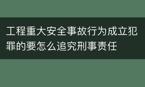 工程重大安全事故行为成立犯罪的要怎么追究刑事责任