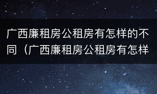 广西廉租房公租房有怎样的不同（广西廉租房公租房有怎样的不同政策）