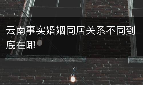云南事实婚姻同居关系不同到底在哪