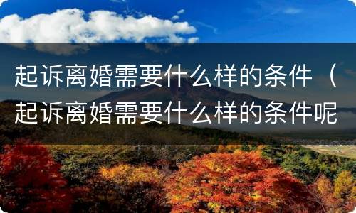 起诉离婚需要什么样的条件（起诉离婚需要什么样的条件呢）