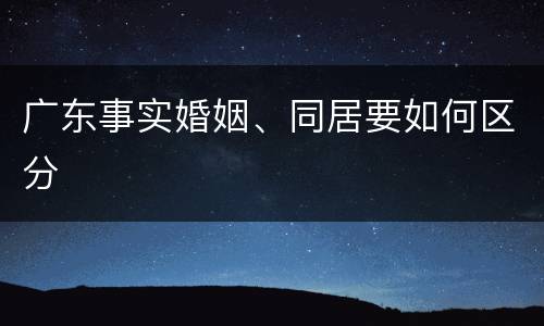 广东事实婚姻、同居要如何区分