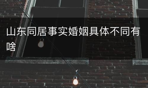 山东同居事实婚姻具体不同有啥