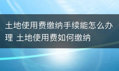 土地使用费缴纳手续能怎么办理 土地使用费如何缴纳