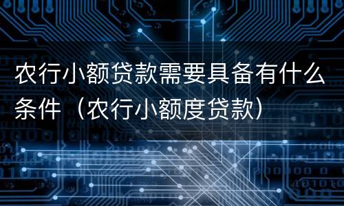 农行小额贷款需要具备有什么条件（农行小额度贷款）