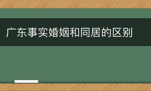 广东事实婚姻和同居的区别