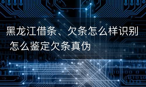 黑龙江借条、欠条怎么样识别 怎么鉴定欠条真伪