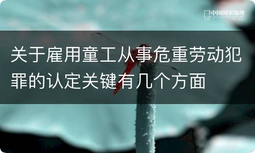 关于雇用童工从事危重劳动犯罪的认定关键有几个方面