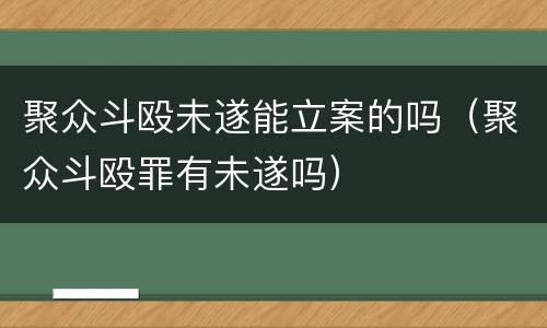 聚众斗殴未遂能立案的吗（聚众斗殴罪有未遂吗）