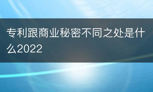 专利跟商业秘密不同之处是什么2022