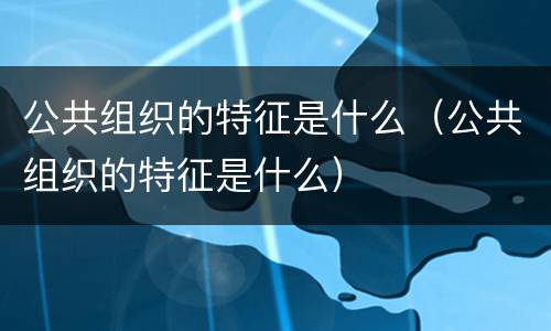 公共组织的特征是什么（公共组织的特征是什么）