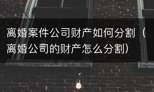 离婚案件公司财产如何分割（离婚公司的财产怎么分割）