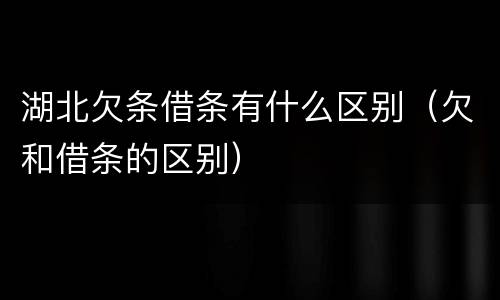 湖北欠条借条有什么区别（欠和借条的区别）