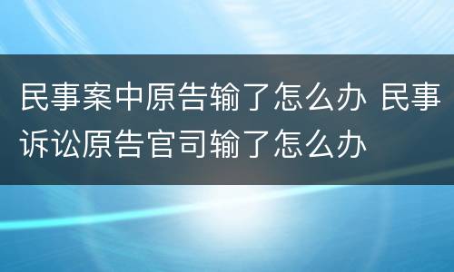 民事案中原告输了怎么办 民事诉讼原告官司输了怎么办
